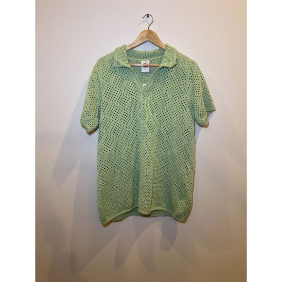 NWT Dandy Del Mar Pistachio Crochet Shirt Large - Picture 4 of 9